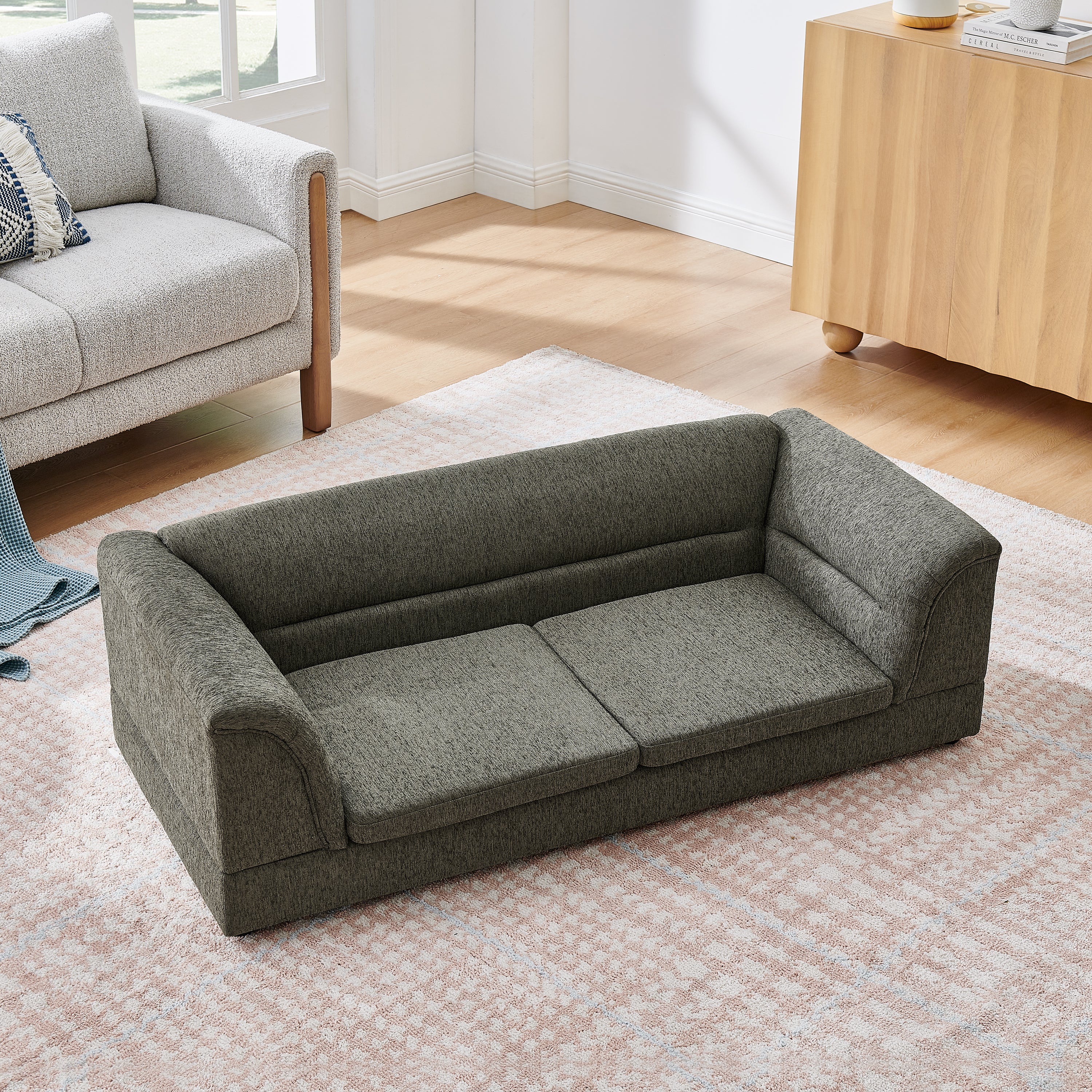 Oversized Pet Sofa, Curved Armrest Rectangular Dog Sofa
