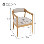 Wood Frame Upholstered Dining Chairs with Armrests - Set of 2