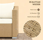 Outdoor Rattan Sofa with Cushions and Throw Pillows