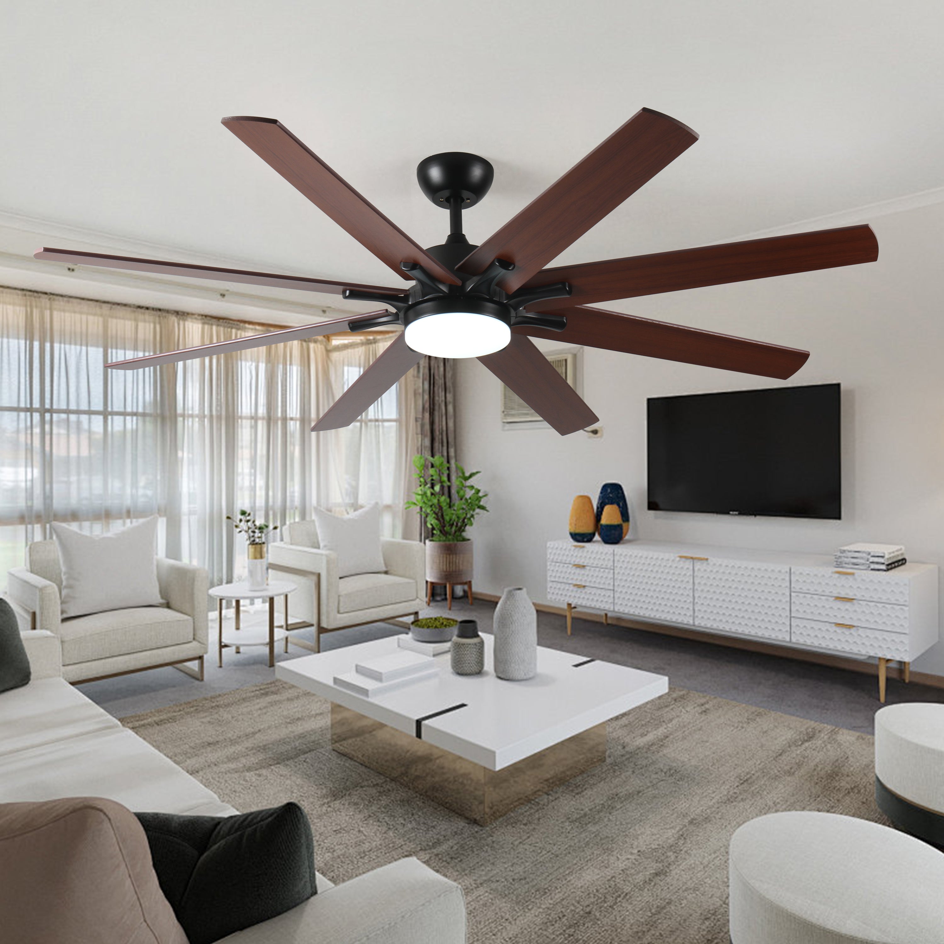 72 Inch Large Ceiling Fan with Lights and Remote Control
