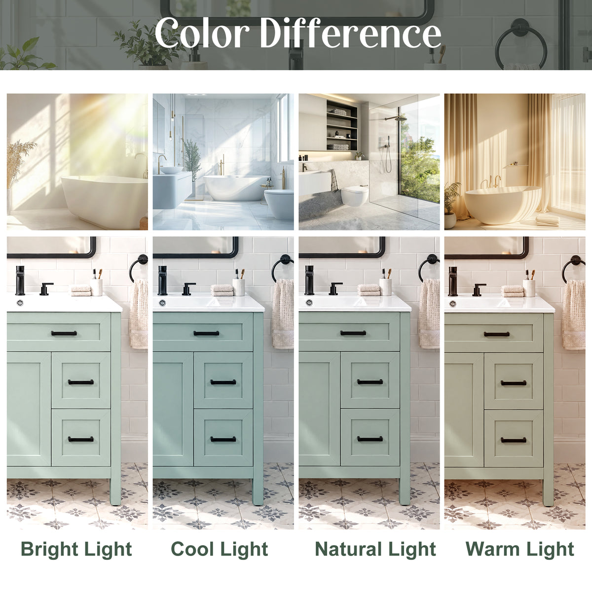 36-Inch Bathroom Vanity with Ceramic Sink, Soft-Close Doors, Sage Green