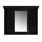 35'' x 28'' Black Wall Mounted Bathroom Storage Cabinet with Mirror Door