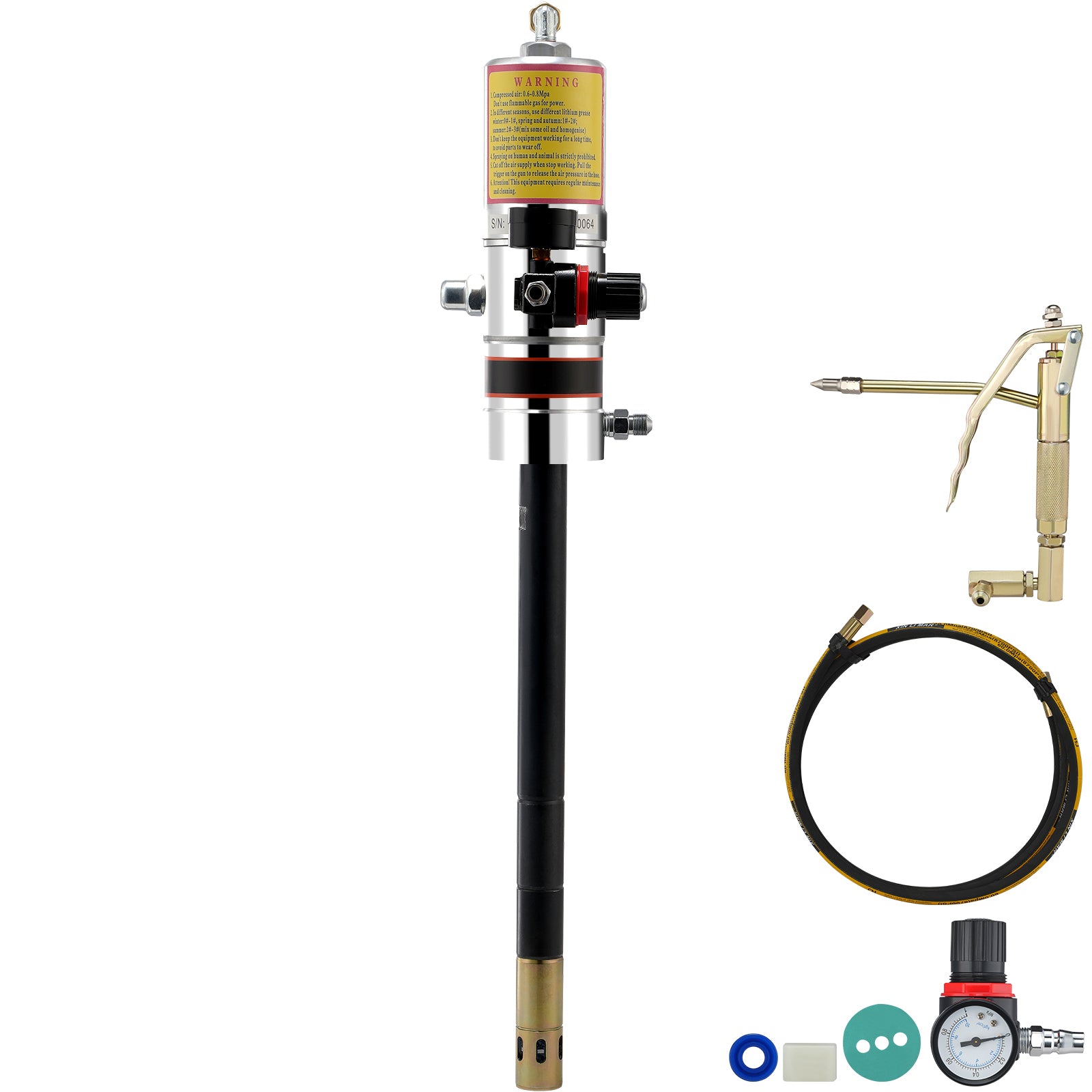 VEVOR Grease Pump, 50:1 Pressure Ratio Air Operated with Hose and Gun