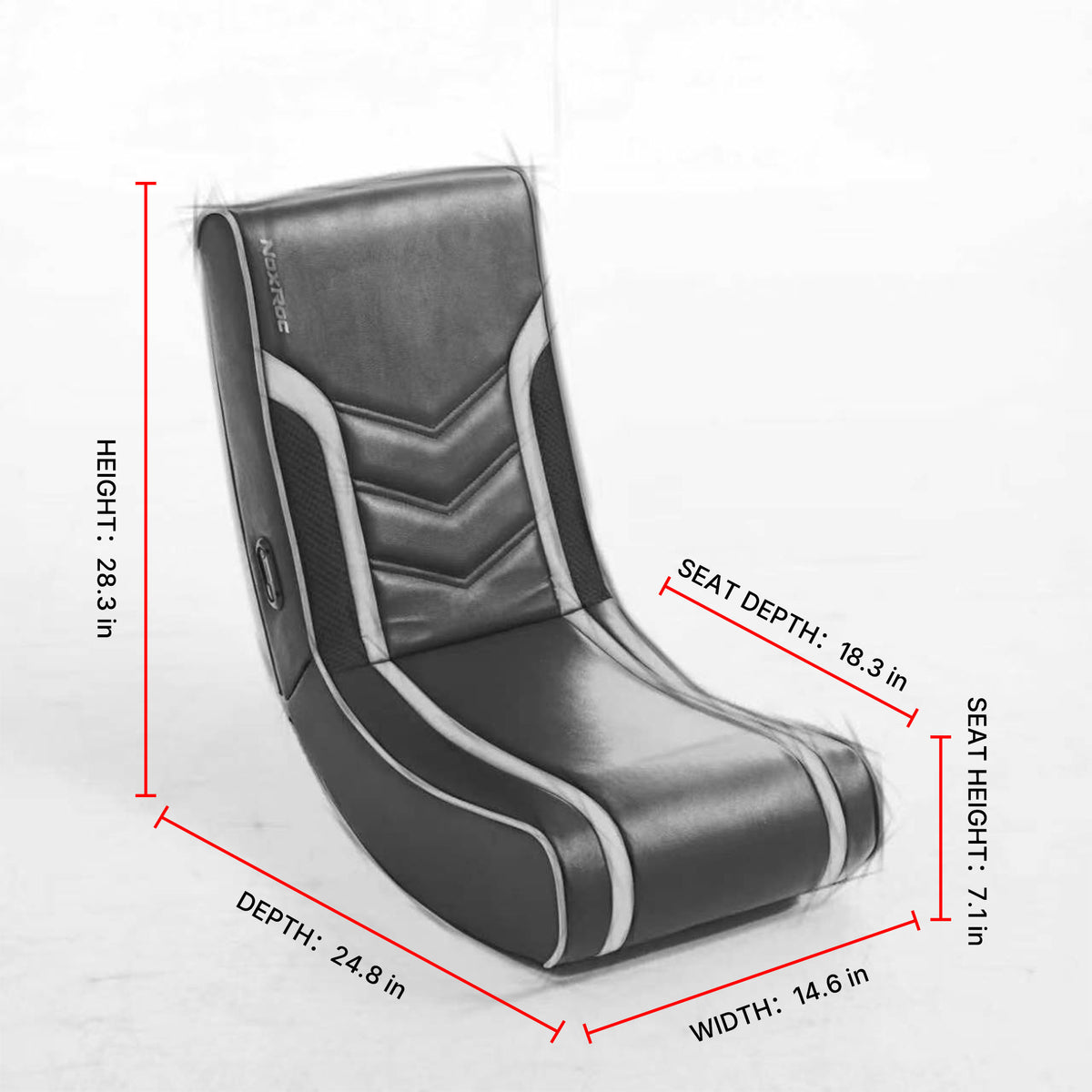 Gaming Rocker Floor Chair with RGB LED Lights, PU Leather, Black
