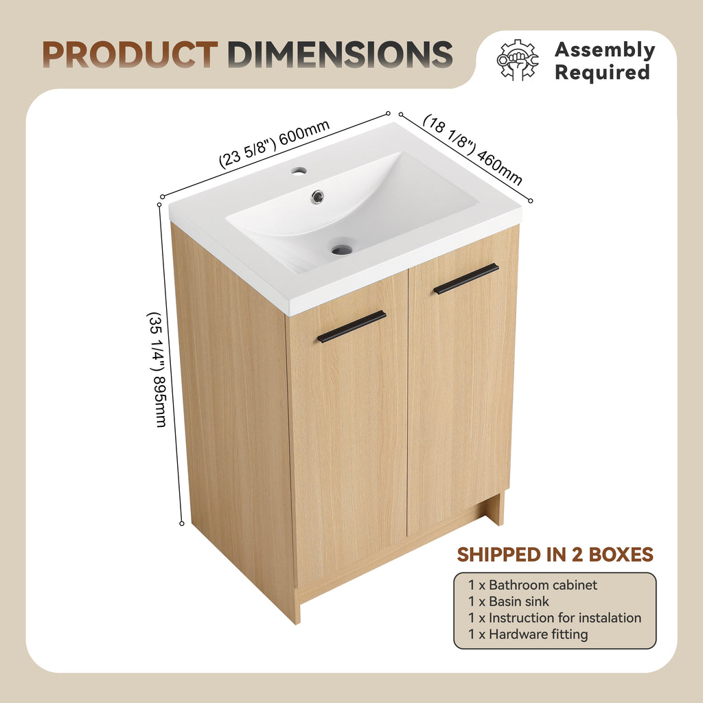 24" Freestanding Bathroom Vanity with Resin Sink