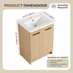 24" Freestanding Bathroom Vanity with Resin Sink