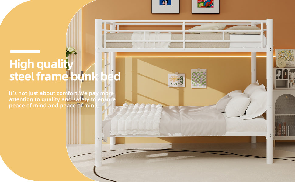 Twin Over Twin Metal Bunk Bed for Kids