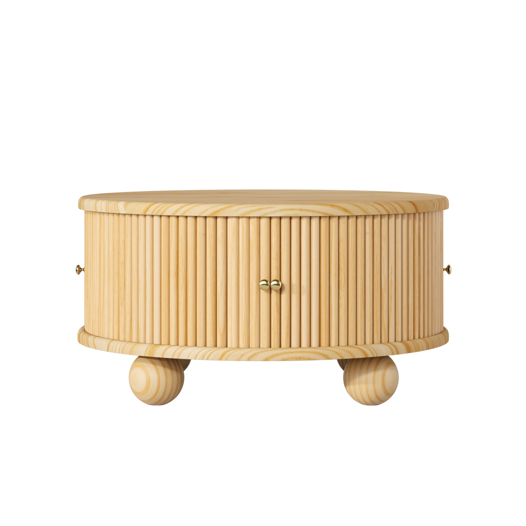 Round Fluted Coffee Table with Storage