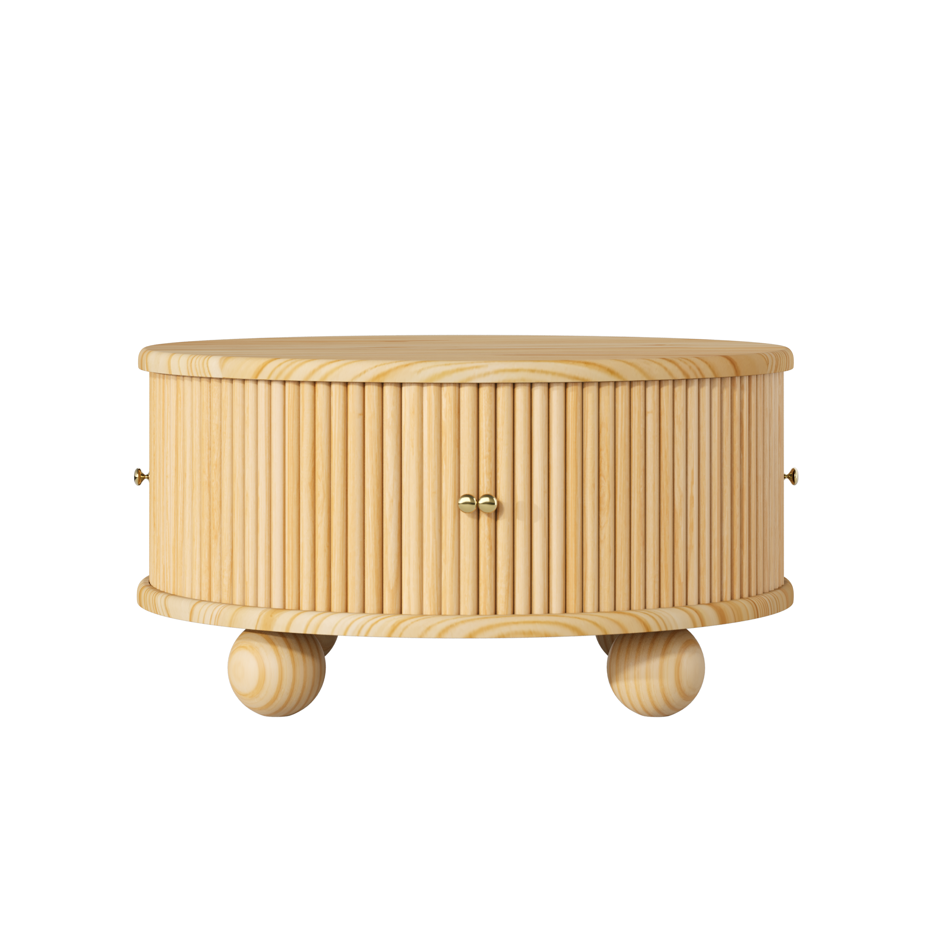 Round Fluted Coffee Table with Storage