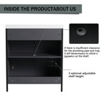 30" Freestanding Bathroom Vanity with Resin Sink & 2 Soft-Close Cabinet Doors