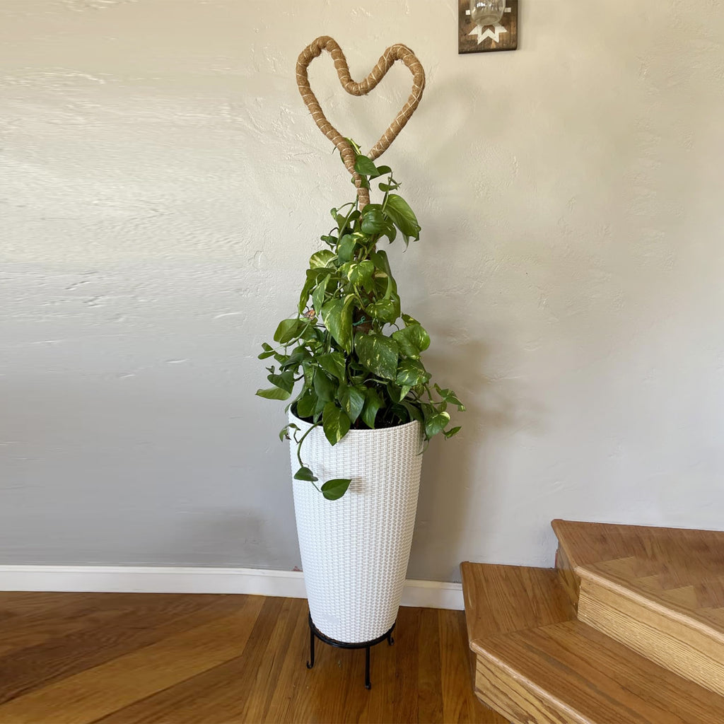 Set of 2 Faux Rattan Tall Planters - 22 inch