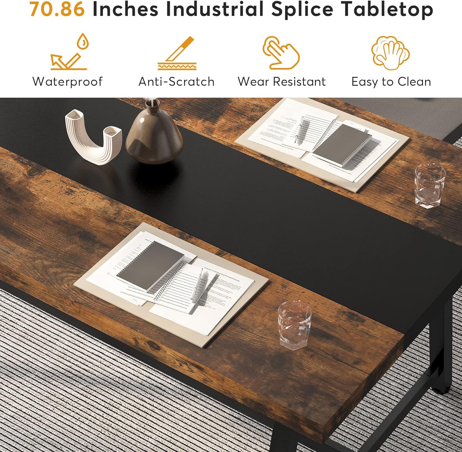 Modern Rectangular Conference Table for 6-8 People