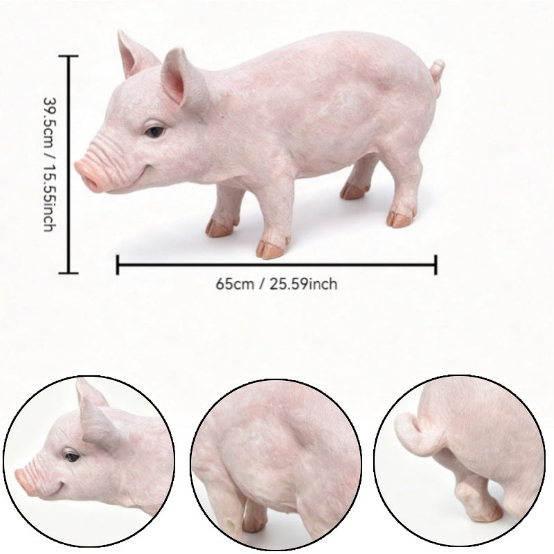 Lifelike Beige Pig Garden Statue