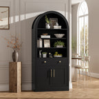 Arched Bookshelf with Storage Cabinet