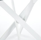 Modern Glass Dining Table with Cross Metal Legs