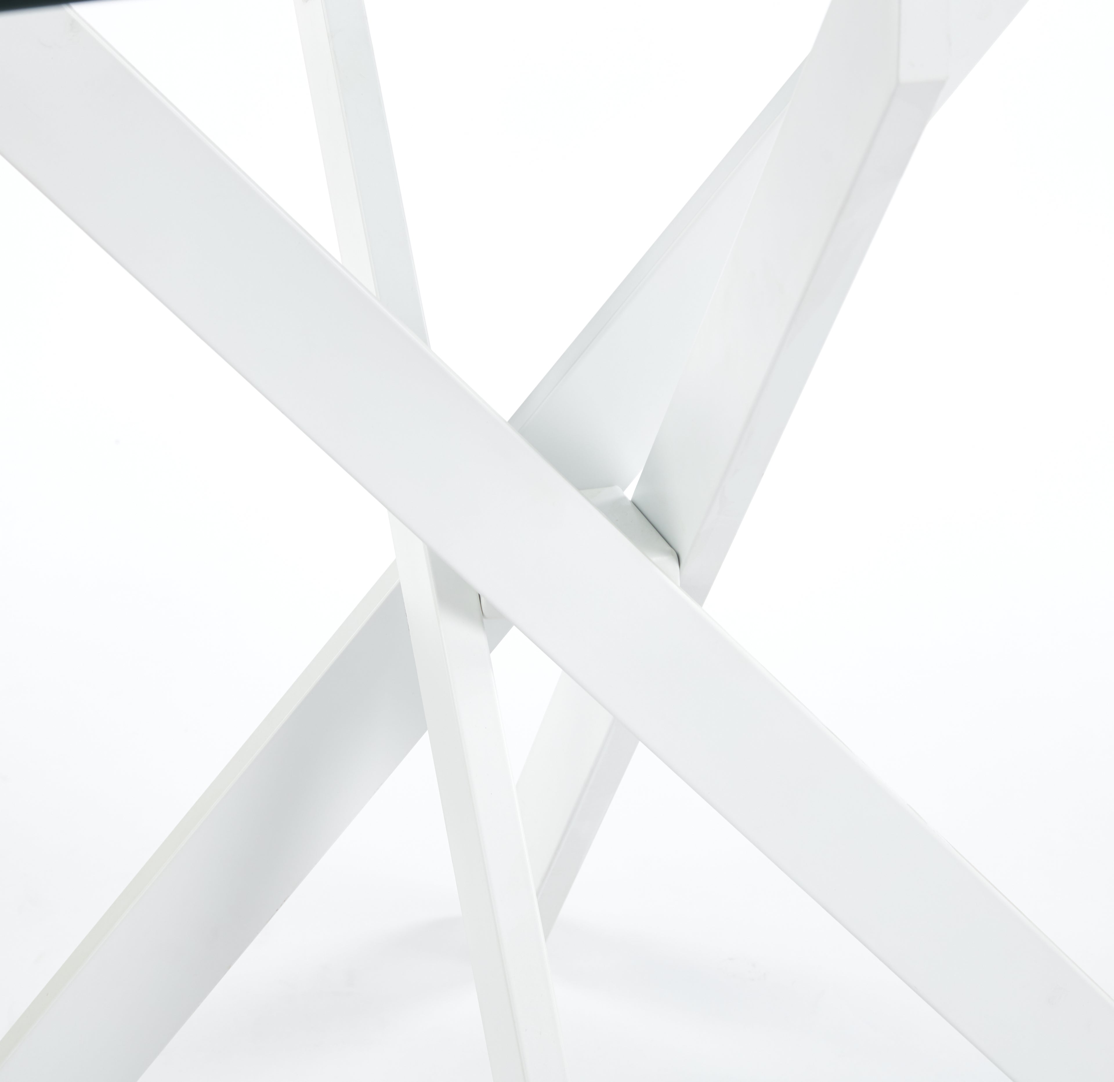Modern Glass Dining Table with Cross Metal Legs