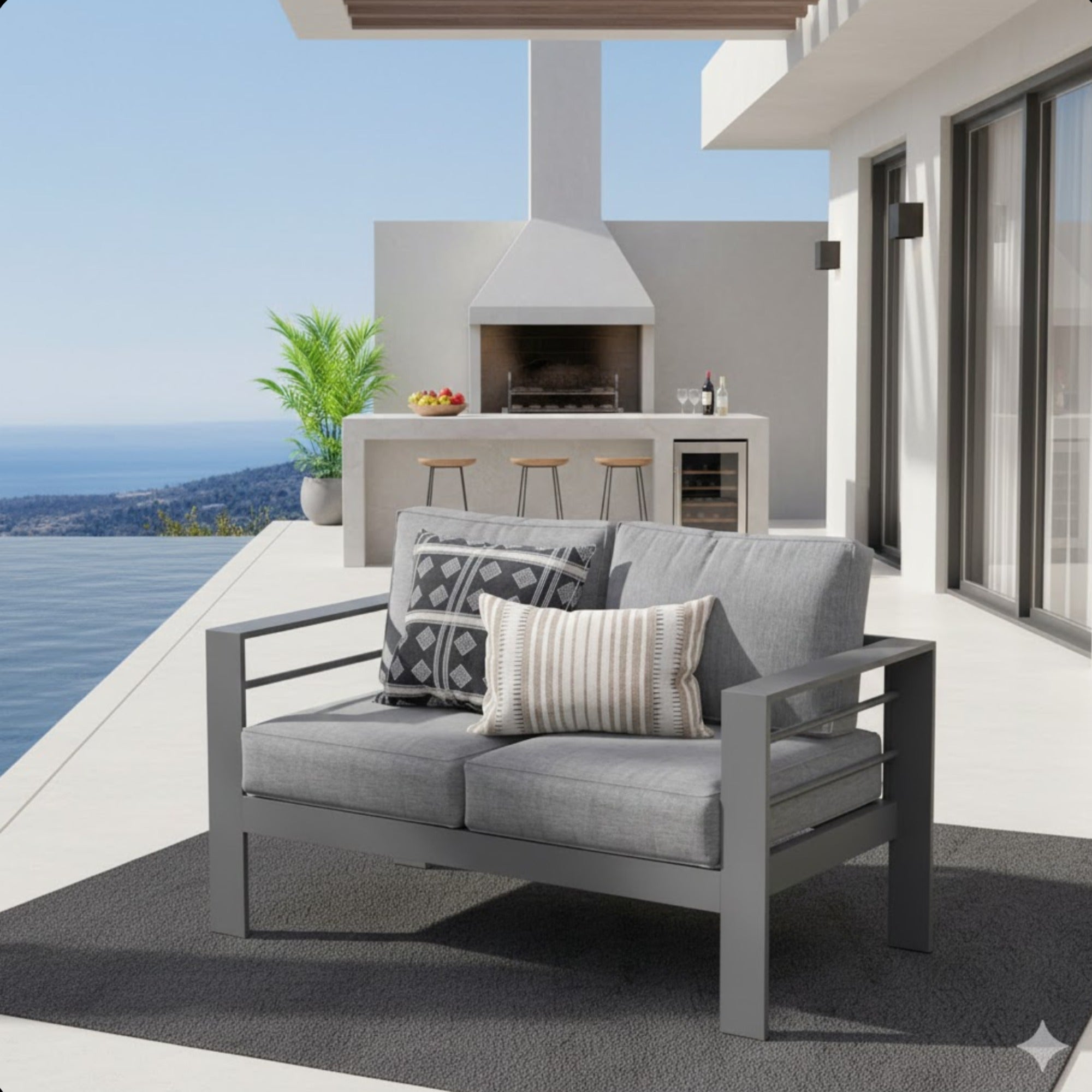 50" All-Weather Aluminum Patio Loveseat
