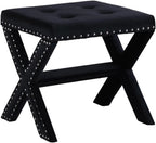 Velvet Upholstered Accent Bench with Nailhead Trim