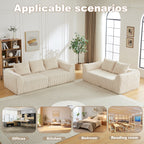 Minimalist 3+2 Seater Corduroy Sofa Set with Curved Lines