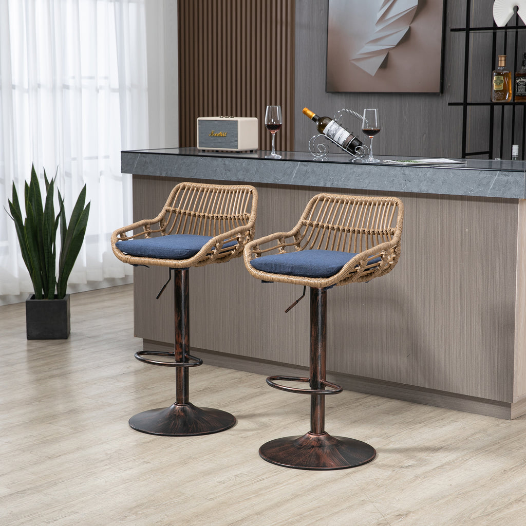 Modern Swivel Bar Stools Set of 2 Adjustable Counter Height Chairs