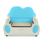 Cute Cloud Shape PU Leather Kids Bed with Guardrails