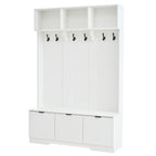 49.6" 5-in-1 Hall Tree with Bench, Shoe Storage & Open Cabinets