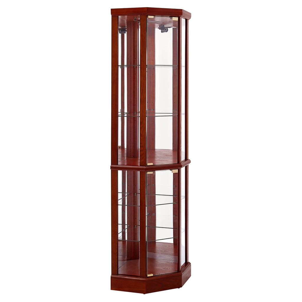 6 Shelf Lighted Corner Curio Cabinet with Adjustable Shelves