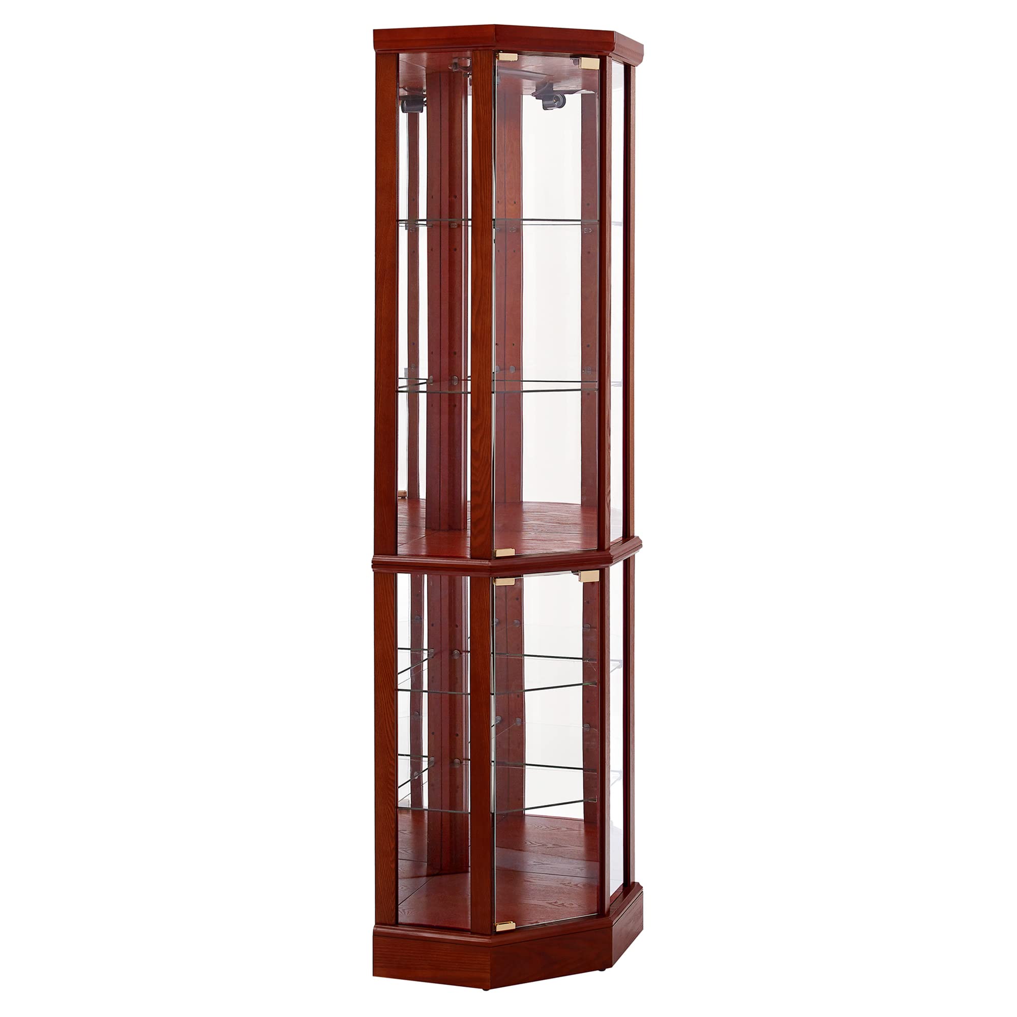 6 Shelf Lighted Corner Curio Cabinet with Adjustable Shelves