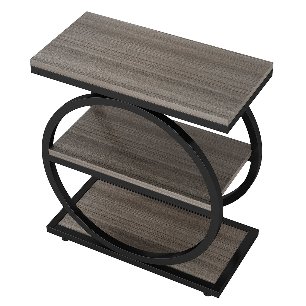 Industrial Narrow End Table with 3 Shelves