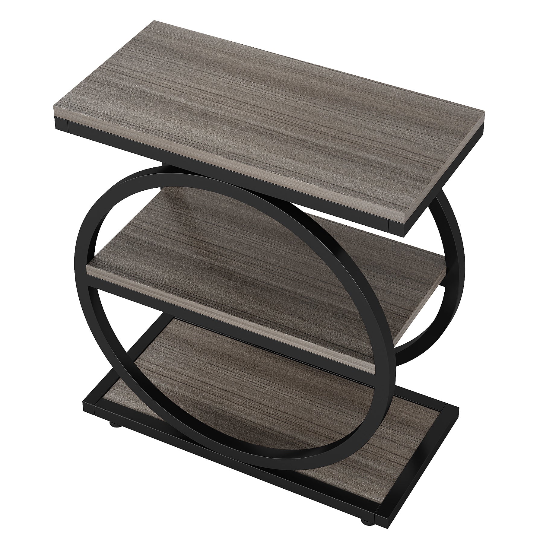 Industrial Narrow End Table with 3 Shelves