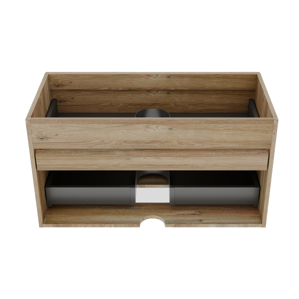 Grace 36-Inch Wall-Mounted Bathroom Vanity, Rough Oak with Double Soft-Close Drawers