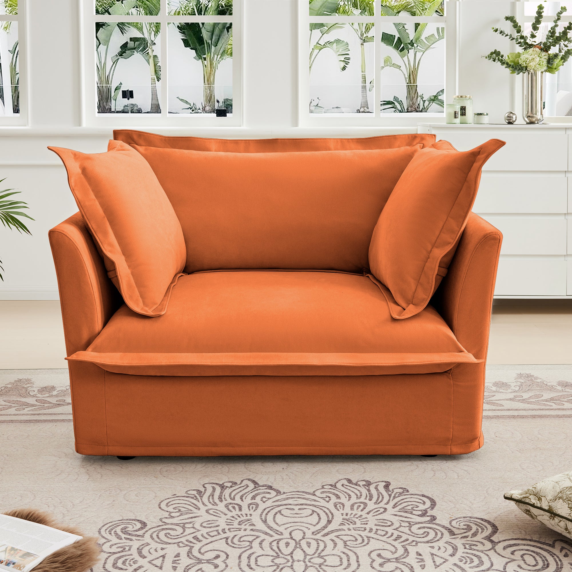 Slip-Covered Armchair with Cushions