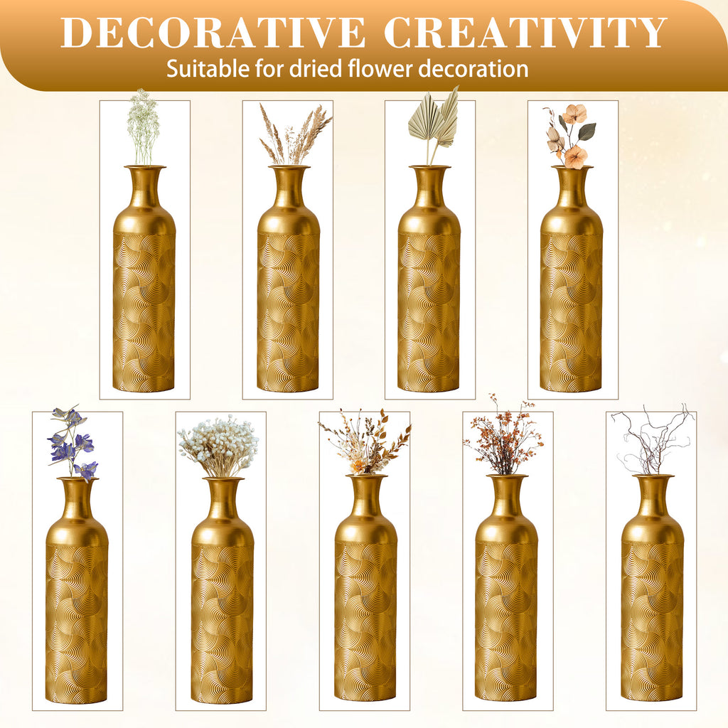 3 Pack Gold Metal Vases