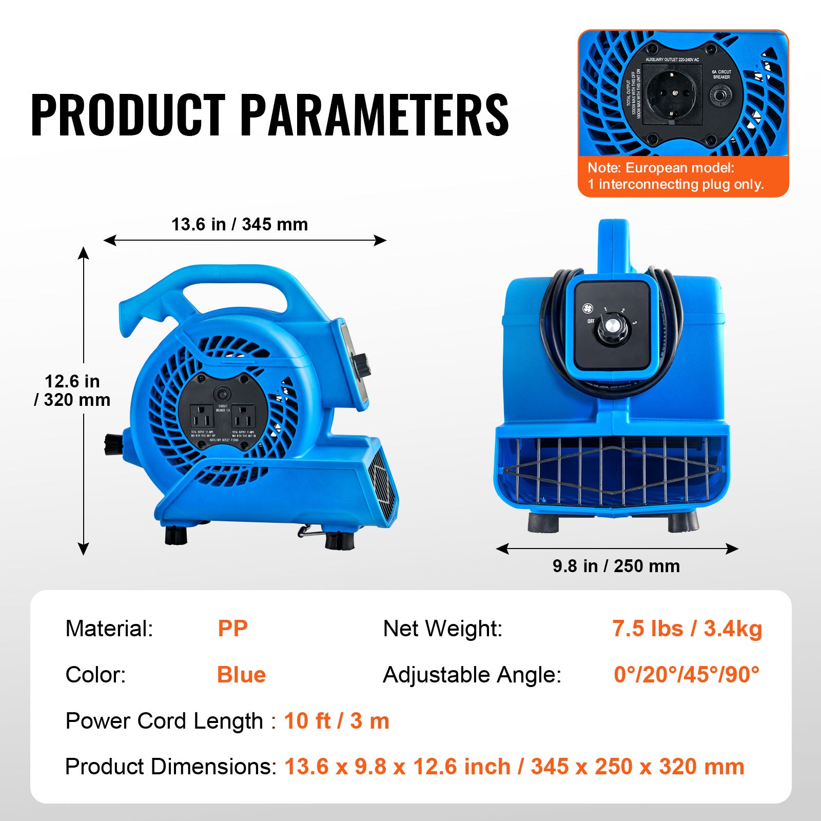 Floor Blower 1360 RPM 600 CFM Air Mover