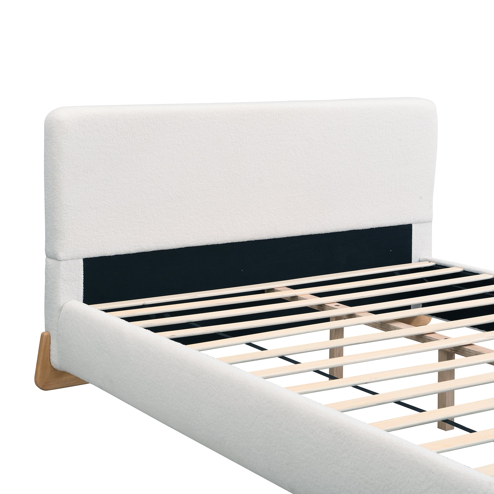 Elegant Boucle Upholstered Bed - Queen Size