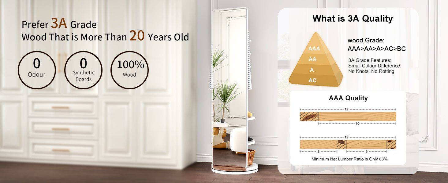360° Rotating 66" x 17.8" Multifunctional Full Length Mirror