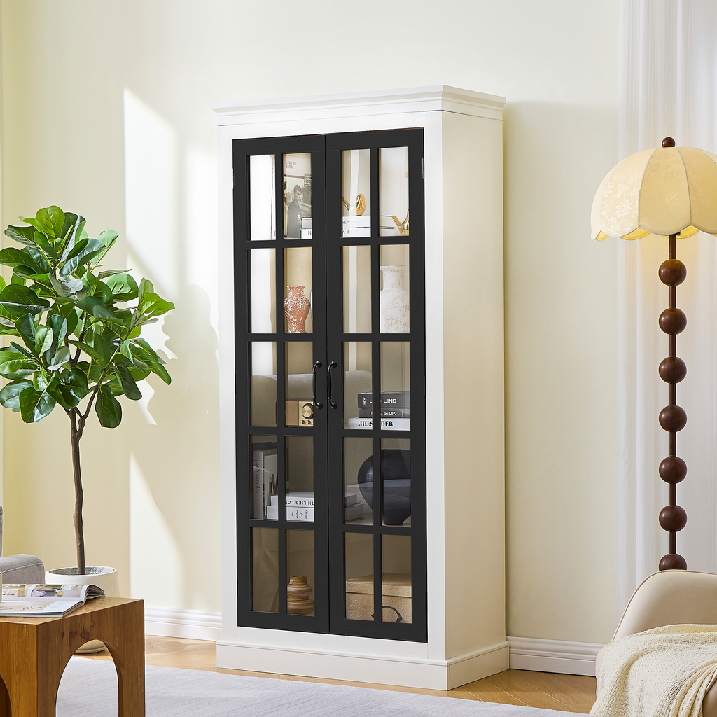 71.2'' Freestanding Glass Door Pantry
