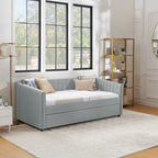 Twin Size Daybed with Trundle Upholstered Sofa Bed