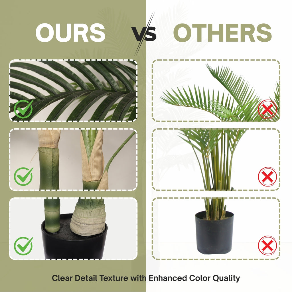 5FT Golden Cane Artificial Palm Tree with Black Plastic Pot, Green