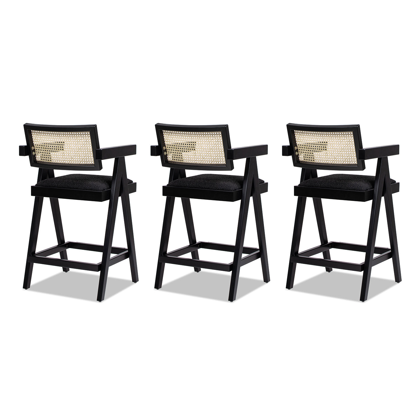 Milan 25.5" Modern Resin Webbing Back Bar Stool Set of 3