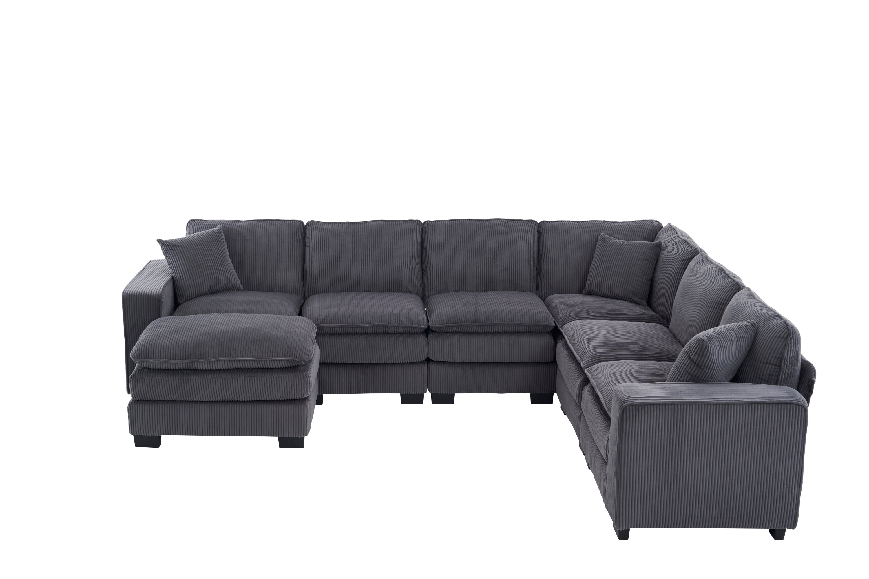 Modern U Shaped 6-Seat Sectional Sofa with Ottoman