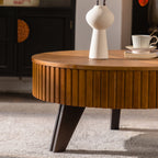 31.5" Retro Round Coffee Table with Storage Space
