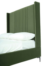 Promenade Upholstered Velvet Queen Bed in Moss