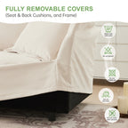 Slipcovered U Shape Sectional Wide and Deep Seat Sofa Couch