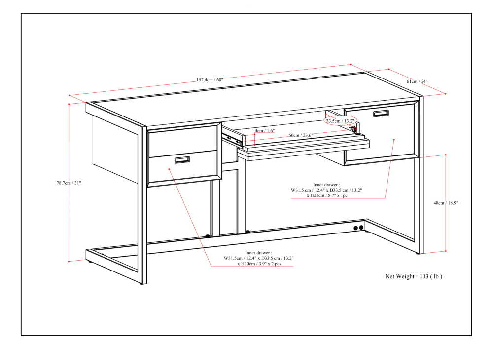 Hampden Desk - Weathered Grey