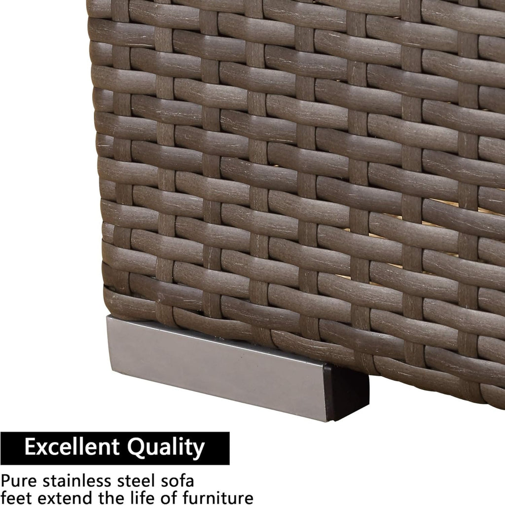 59.8" Outdoor Wicker Armless Sofa Set - 2-Piece Patio Loveseat