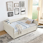 Daybed with Trundle Upholstered Tufted Sofa Bed