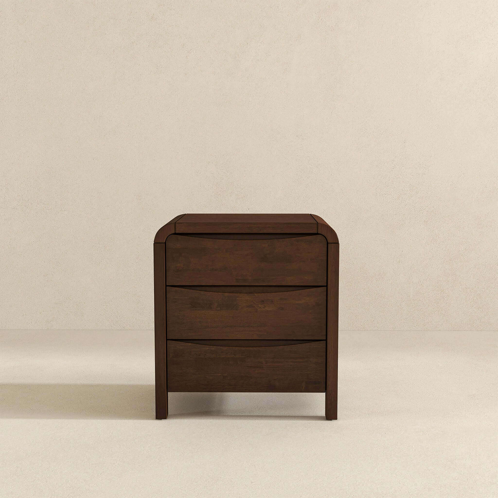 Lionel Mid Century Modern Solid Wood 3-Drawer Nightstand