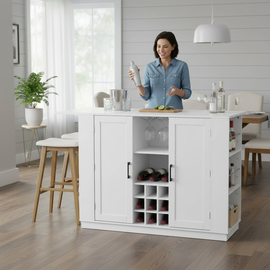 U-Style 47.2" Counter Height Table with Foldable Top