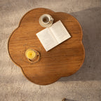 Flower-Shaped Rattan Coffee Table with Lift-Off Lid Storage